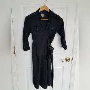Converse One Star Black Wrap  Dress 3/4 roll sleeve tab Tie Size  XS